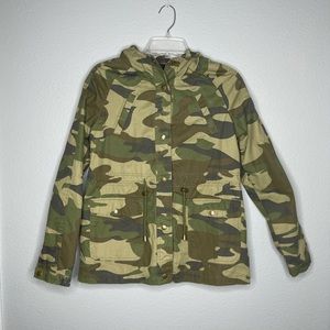 Miss London Camo Print Jacket with Bronze Details